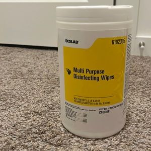 Ecolab brand Multi Purpose Disinfectant wipes. 150 ct. canister. 2lb 8oz Can